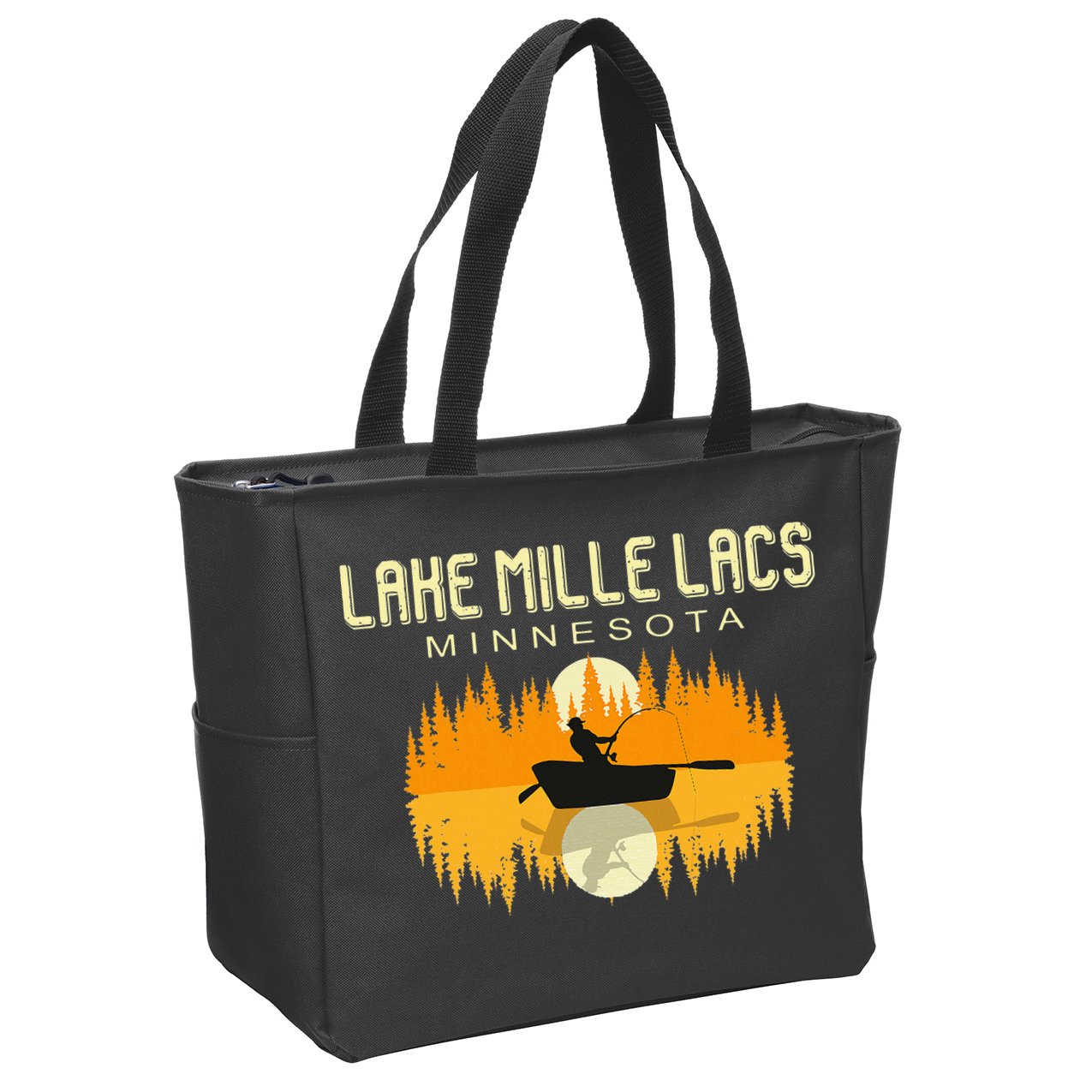 Lake Mille Lacs Minnesota Usa Fishing 80s Zip Tote Bag