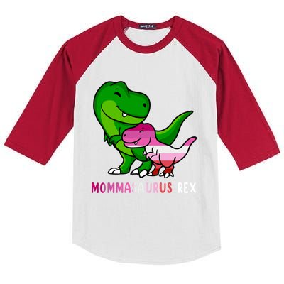 Lgbt Mommasaurus Mama Rex Lesbian Proud Mom Mothers Day Hug Gift Kids Colorblock Raglan Jersey