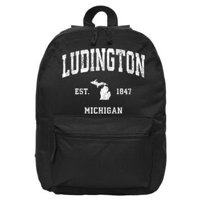 Ludington Michigan Mi Vintage Established Athletic Sports Design 16 in Basic Backpack