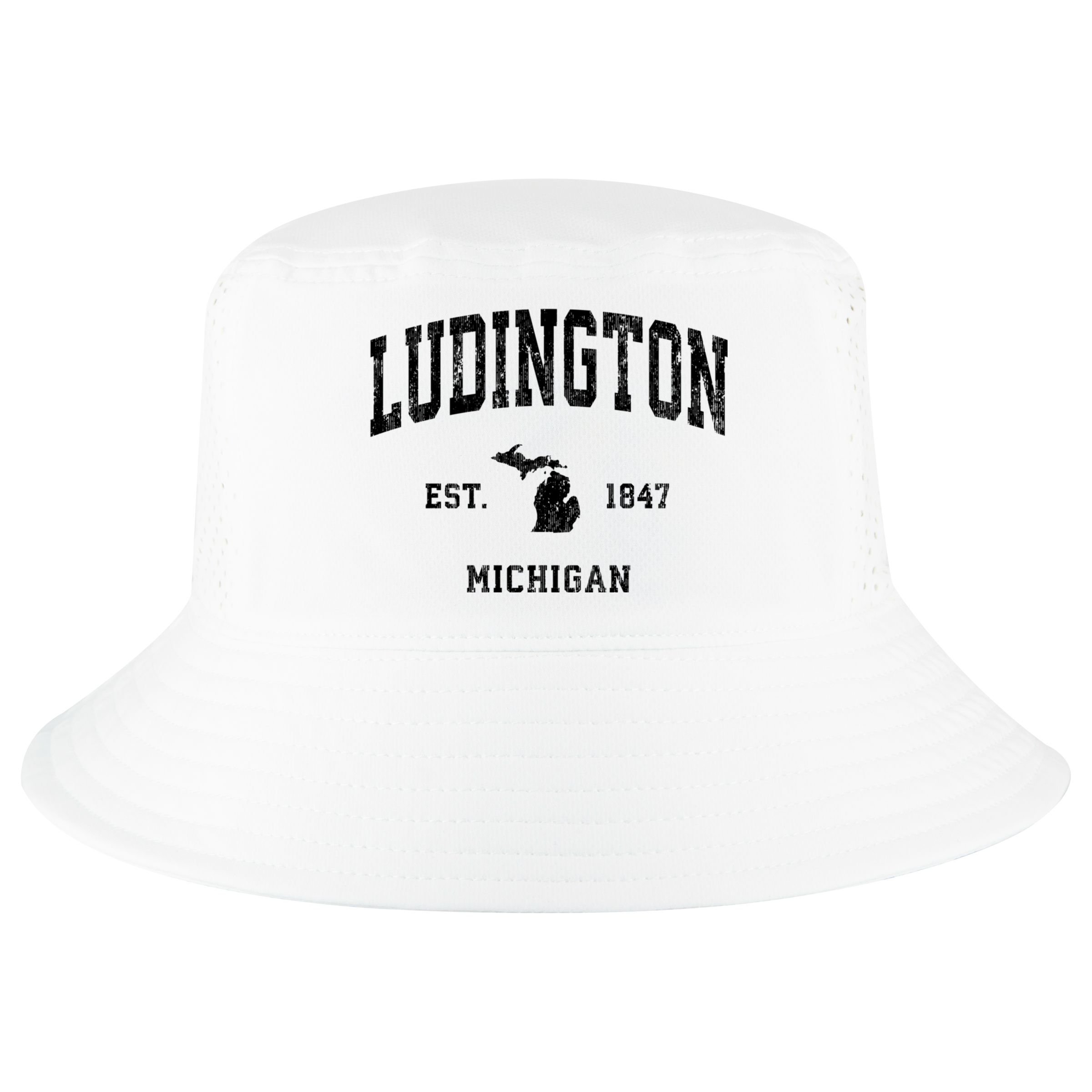 Ludington Michigan Mi Vintage Established Athletic Sports Design Cool Comfort Performance Bucket Hat