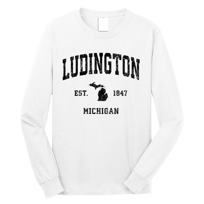 Ludington Michigan Mi Vintage Established Athletic Sports Design Long Sleeve Shirt