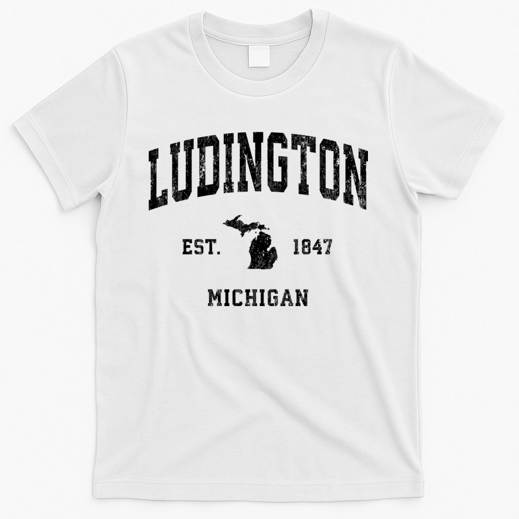 Ludington Michigan Mi Vintage Established Athletic Sports Design T-Shirt