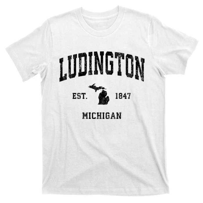 Ludington Michigan Mi Vintage Established Athletic Sports Design T-Shirt