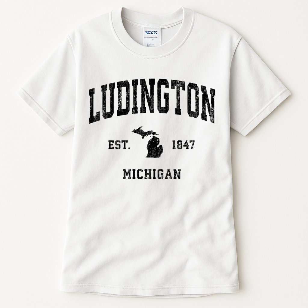 Ludington Michigan Mi Vintage Established Athletic Sports Design Tall T-Shirt