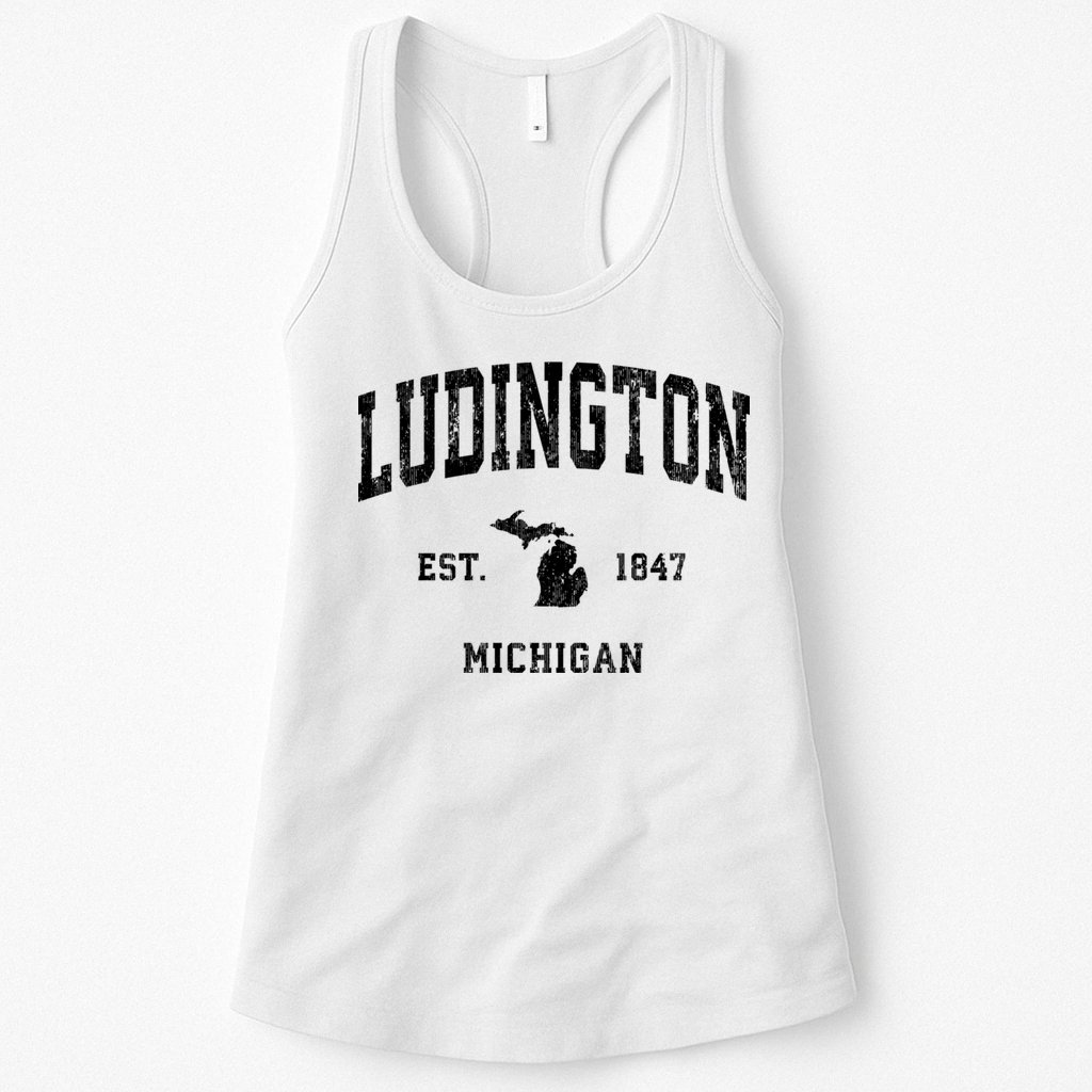 Ludington Michigan Mi Vintage Established Athletic Sports Design Womens Tank Top
