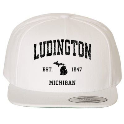Ludington Michigan Mi Vintage Established Athletic Sports Design Wool Snapback Cap