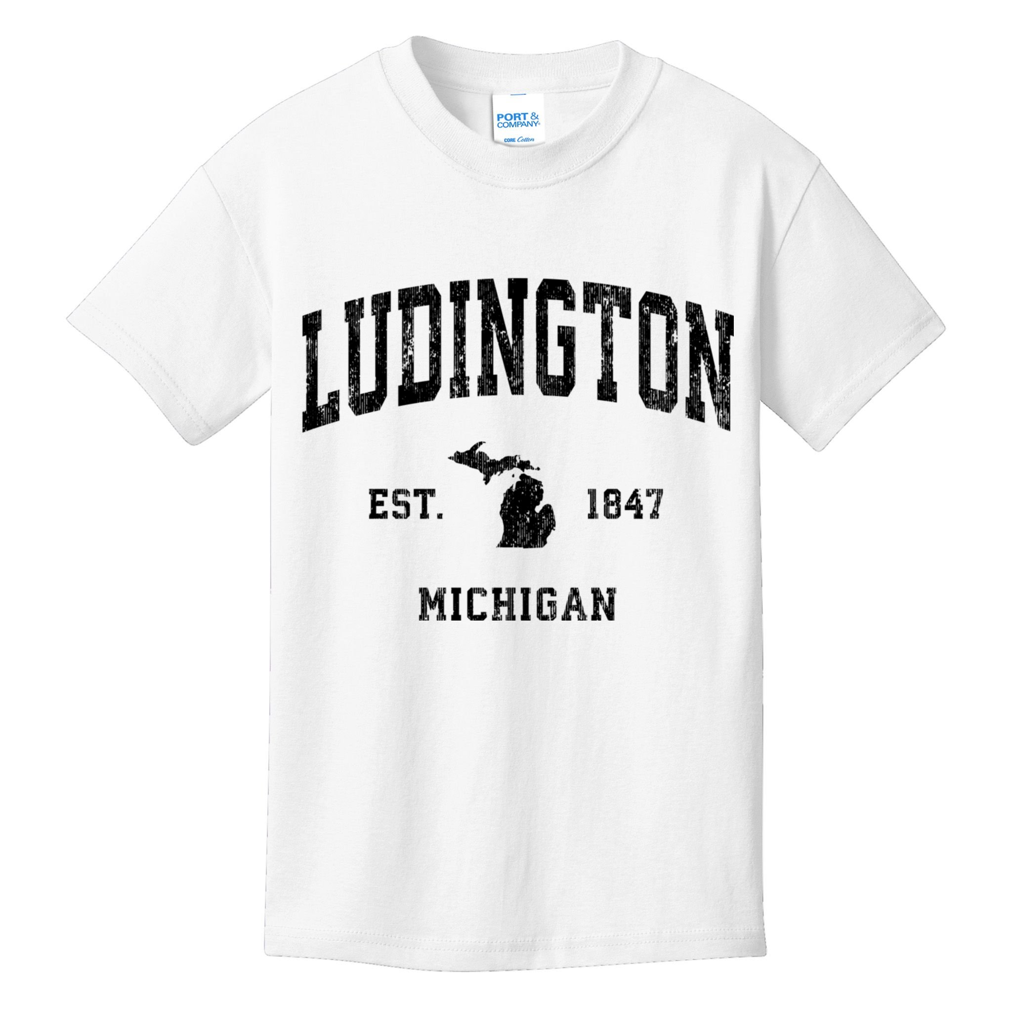 Ludington Michigan Mi Vintage Established Athletic Sports Design Kids T-Shirt
