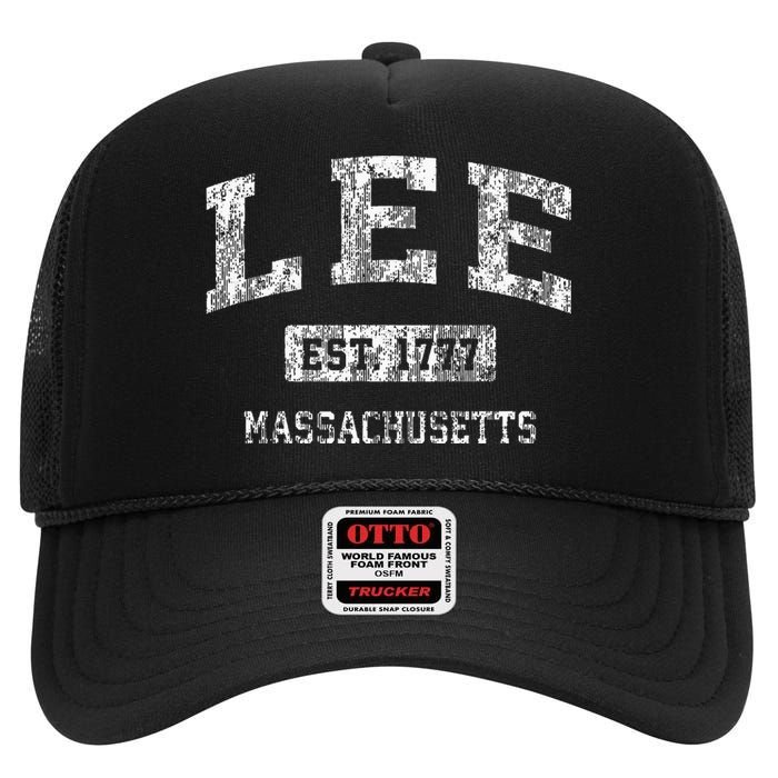 Lee Massachusetts Ma Vintage Sports Established High Crown Mesh Back Trucker Hat