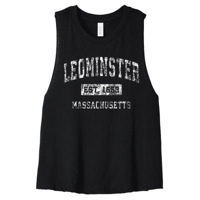 Leominster Massachusetts Ma Vintage Established Sports Women's Racerback Cropped Tank