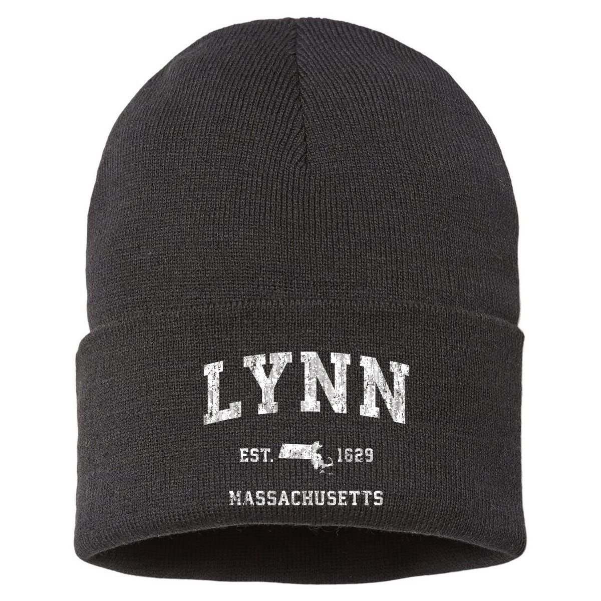 Lynn Massachusetts Ma Vintage Established Athletic Sports Design Sustainable Knit Beanie