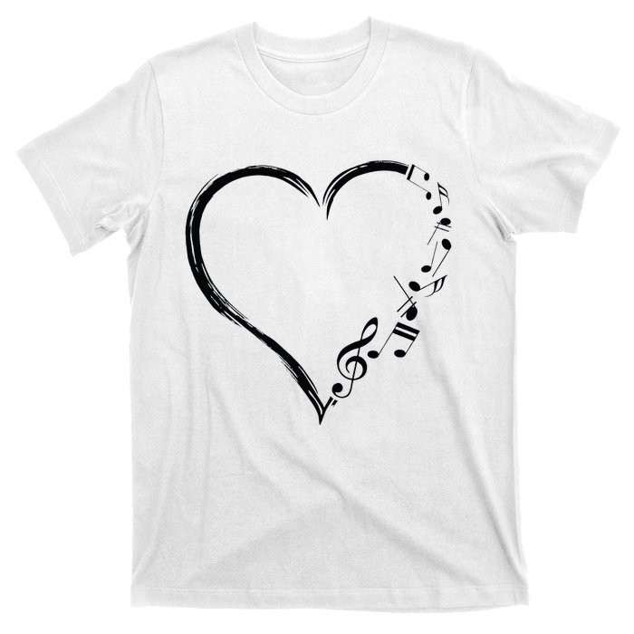 Love Music Musician Heart With Notes Clef Funny Musicians T-Shirt