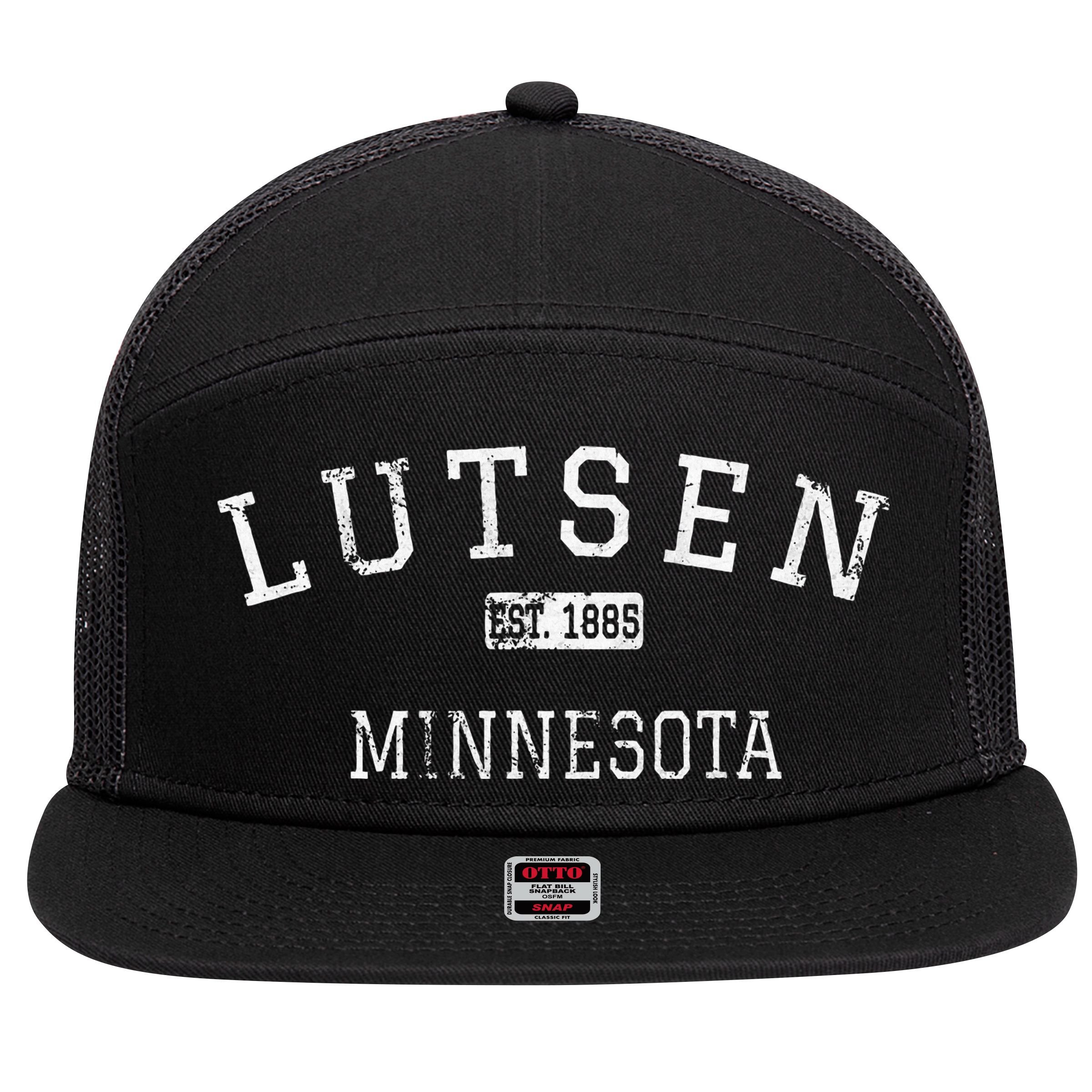 Lutsen Minnesota Mn Vintage 7 Panel Mesh Trucker Snapback Hat