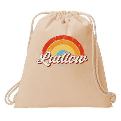Ludlow Massachusetts Ma Vintage Rainbow Retro 70s Drawstring Bag