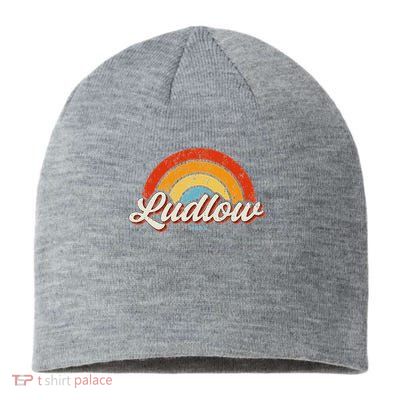 Ludlow Massachusetts Ma Vintage Rainbow Retro 70s Sustainable Beanie