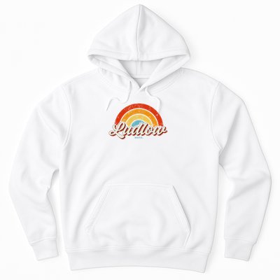 Ludlow Massachusetts Ma Vintage Rainbow Retro 70s Hoodie