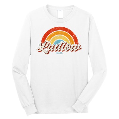Ludlow Massachusetts Ma Vintage Rainbow Retro 70s Long Sleeve Shirt