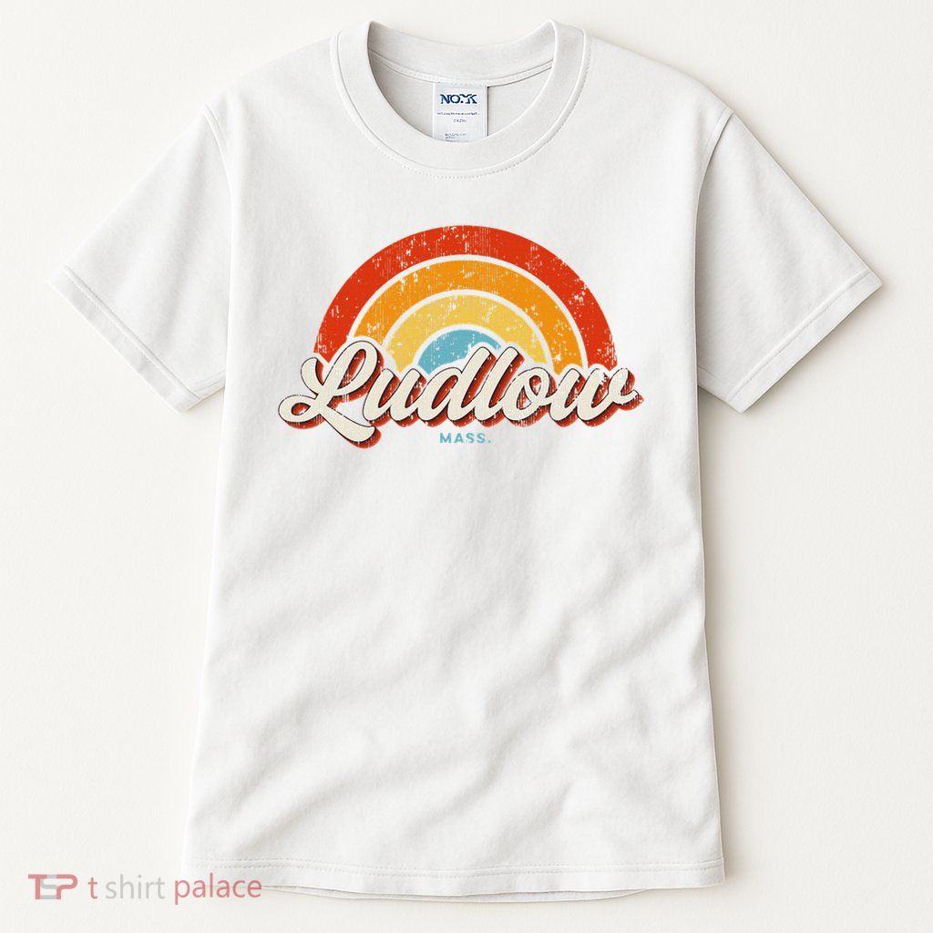 Ludlow Massachusetts Ma Vintage Rainbow Retro 70s Tall T-Shirt