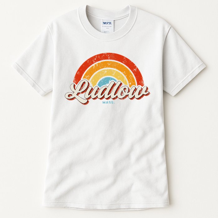 Ludlow Massachusetts Ma Vintage Rainbow Retro 70s Tall T-Shirt