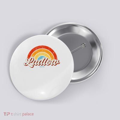 Ludlow Massachusetts Ma Vintage Rainbow Retro 70s Button