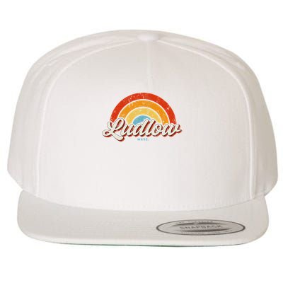 Ludlow Massachusetts Ma Vintage Rainbow Retro 70s Wool Snapback Cap