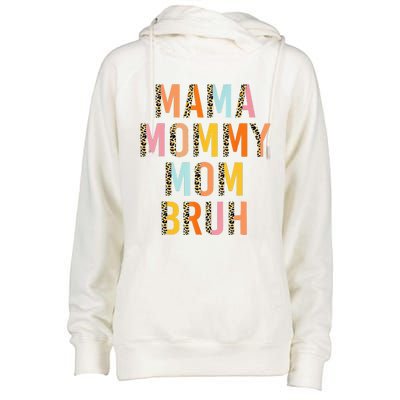 Leopard Mama Mommy Mom Bruh Funny Mother's Day Womens Funnel Neck Pullover Hood