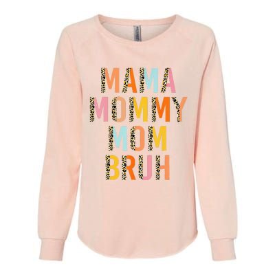 Leopard Mama Mommy Mom Bruh Funny Mother's Day Womens California Wash Sweatshirt