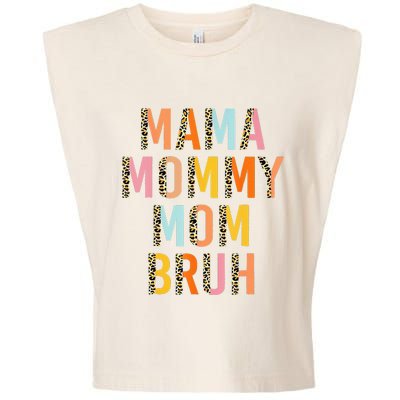 Leopard Mama Mommy Mom Bruh Funny Mother's Day Garment-Dyed Women's Muscle Tee