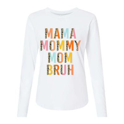 Leopard Mama Mommy Mom Bruh Funny Mother's Day Womens Cotton Relaxed Long Sleeve T-Shirt