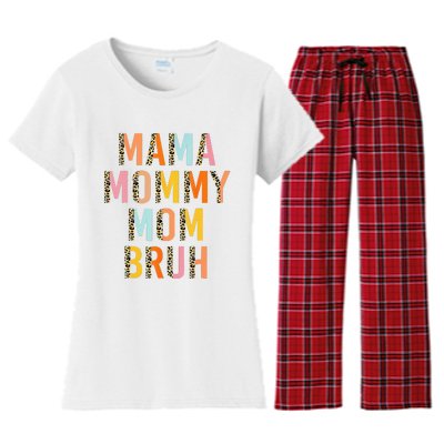 Leopard Mama Mommy Mom Bruh Funny Mother's Day Women's Flannel Pajama Set