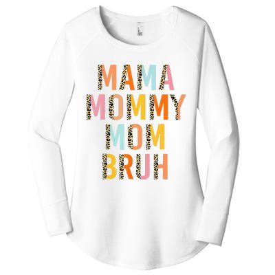 Leopard Mama Mommy Mom Bruh Funny Mother's Day Women's Perfect Tri Tunic Long Sleeve Shirt