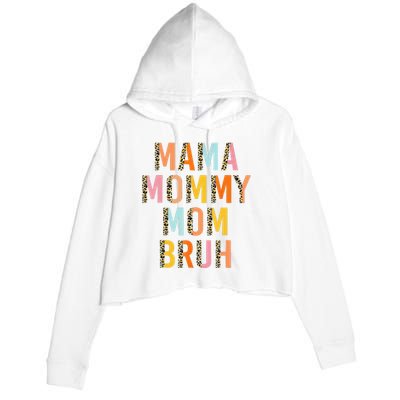 Leopard Mama Mommy Mom Bruh Funny Mother's Day Crop Fleece Hoodie