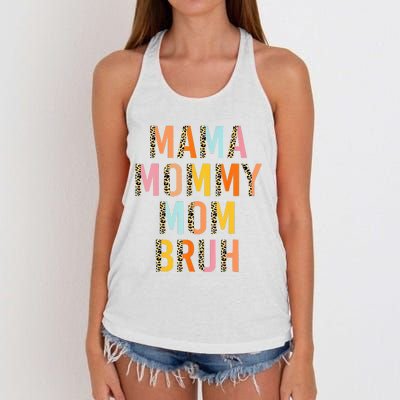 Leopard Mama Mommy Mom Bruh Funny Mother's Day Women's Knotted Racerback Tank