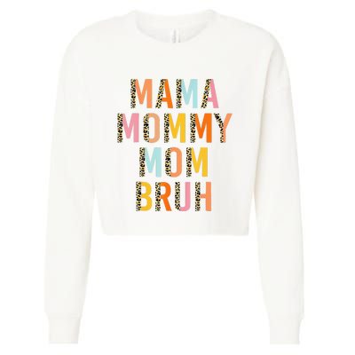 Leopard Mama Mommy Mom Bruh Funny Mother's Day Cropped Pullover Crew