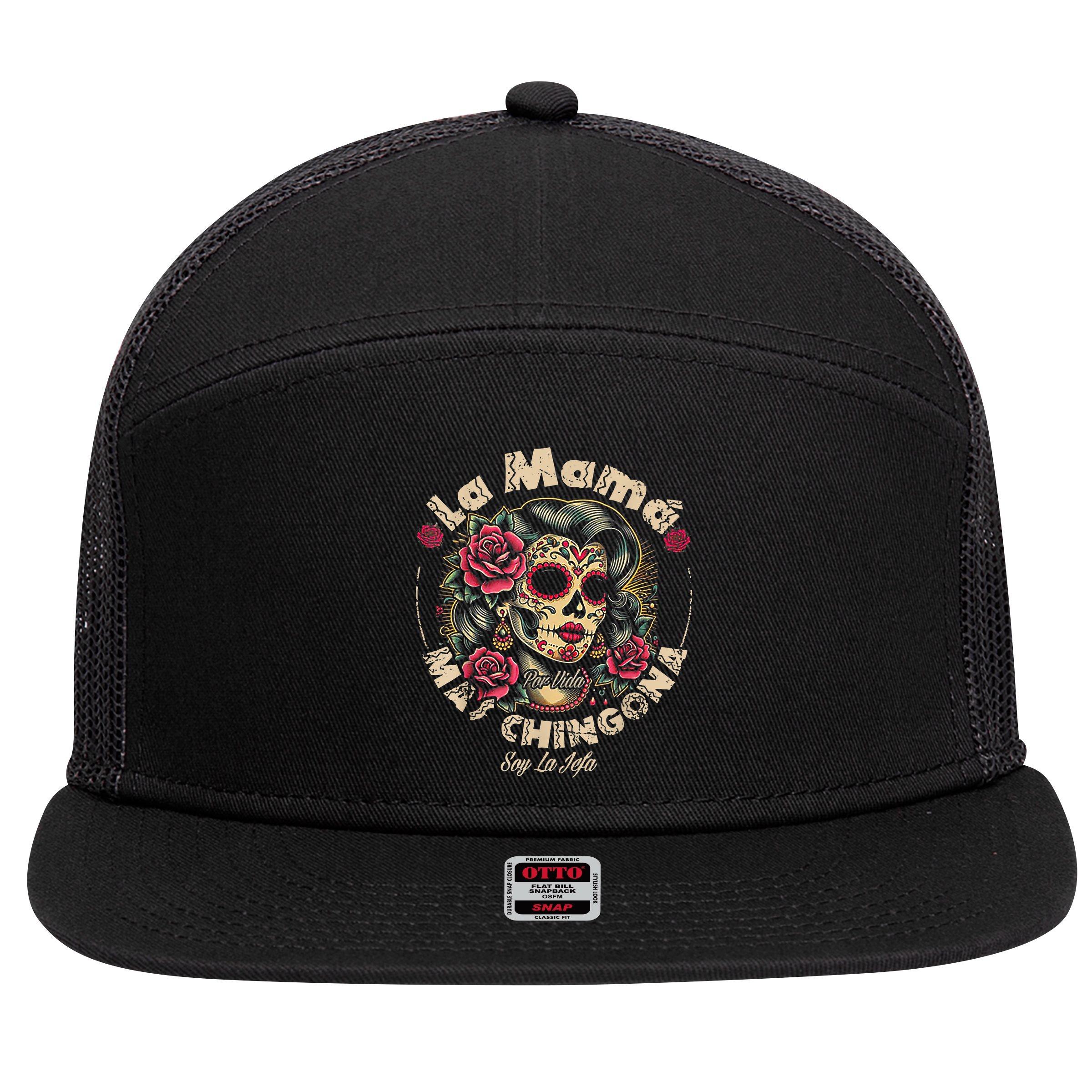 La Mamá Mas Chingona 7 Panel Mesh Trucker Snapback Hat