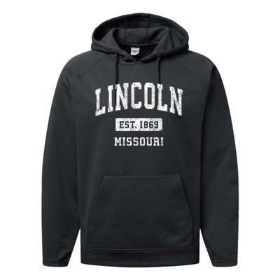 Lincoln Missouri Mo Vintage Athletic Sports Performance Fleece Hoodie