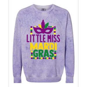 Little Miss Mardi Gras Colorful Masquerade Carnival Mask Cool Gift Colorblast Crewneck Sweatshirt