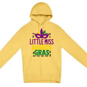 Little Miss Mardi Gras Colorful Masquerade Carnival Mask Cool Gift Premium Pullover Hoodie