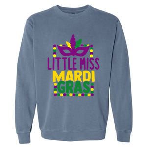 Little Miss Mardi Gras Colorful Masquerade Carnival Mask Cool Gift Garment-Dyed Sweatshirt