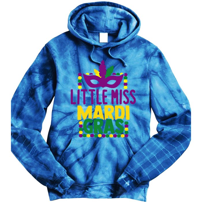 Little Miss Mardi Gras Colorful Masquerade Carnival Mask Cool Gift Tie Dye Hoodie