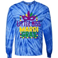 Little Miss Mardi Gras Colorful Masquerade Carnival Mask Cool Gift Tie-Dye Long Sleeve Shirt