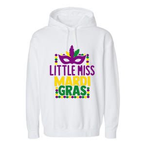 Little Miss Mardi Gras Colorful Masquerade Carnival Mask Cool Gift Garment-Dyed Fleece Hoodie