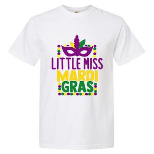 Little Miss Mardi Gras Colorful Masquerade Carnival Mask Cool Gift Garment-Dyed Heavyweight T-Shirt