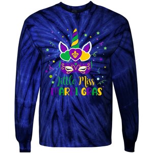 Little Miss Mardi Gras Carnival Unicorn For People Tie-Dye Long Sleeve Shirt