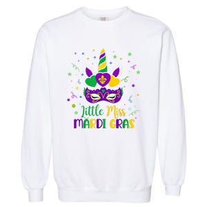 Little Miss Mardi Gras Carnival Unicorn For People Garment-Dyed Sweatshirt