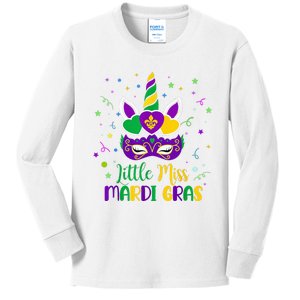 Little Miss Mardi Gras Carnival Unicorn For People Kids Long Sleeve Shirt