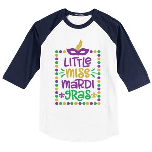 Little Miss Mardi Gras Cute Gift Cute Mardi Gras Gift Funny Gift Baseball Sleeve Shirt