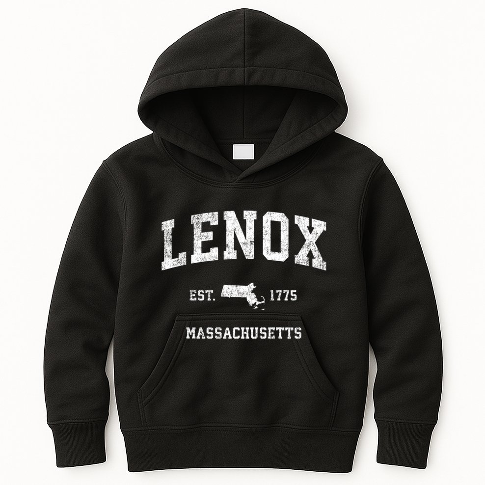 Lenox Massachusetts Ma Vintage Athletic Sports Kids Hoodie