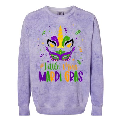 Little Miss Mardi Gras Gift Unicorn Face Gift Colorblast Crewneck Sweatshirt