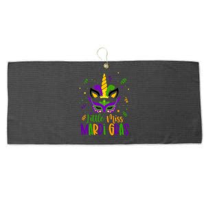 Little Miss Mardi Gras Gift Unicorn Face Gift Large Microfiber Waffle Golf Towel