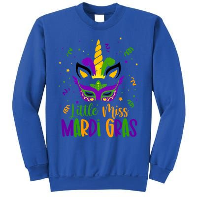 Little Miss Mardi Gras Gift Unicorn Face Gift Sweatshirt